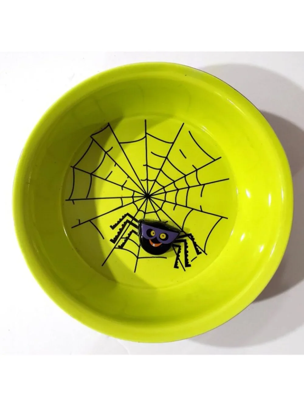 Hallmark ceramic HALLOWEEN CANDY DISH serving BOWL spider web eek boo scary word